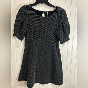 Free People Black and White A-Line Puff Sleeve Dress